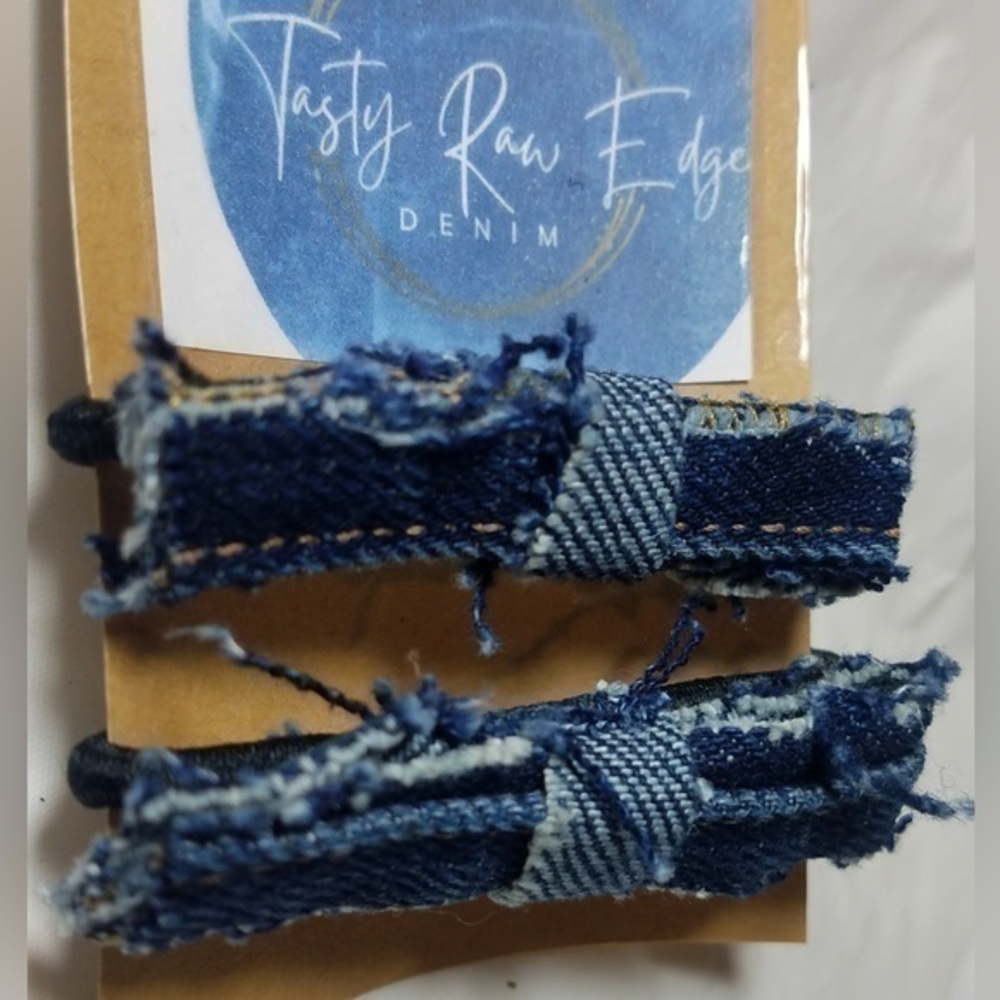 Tasty Raw Edge Denim Straight Up Ponytails